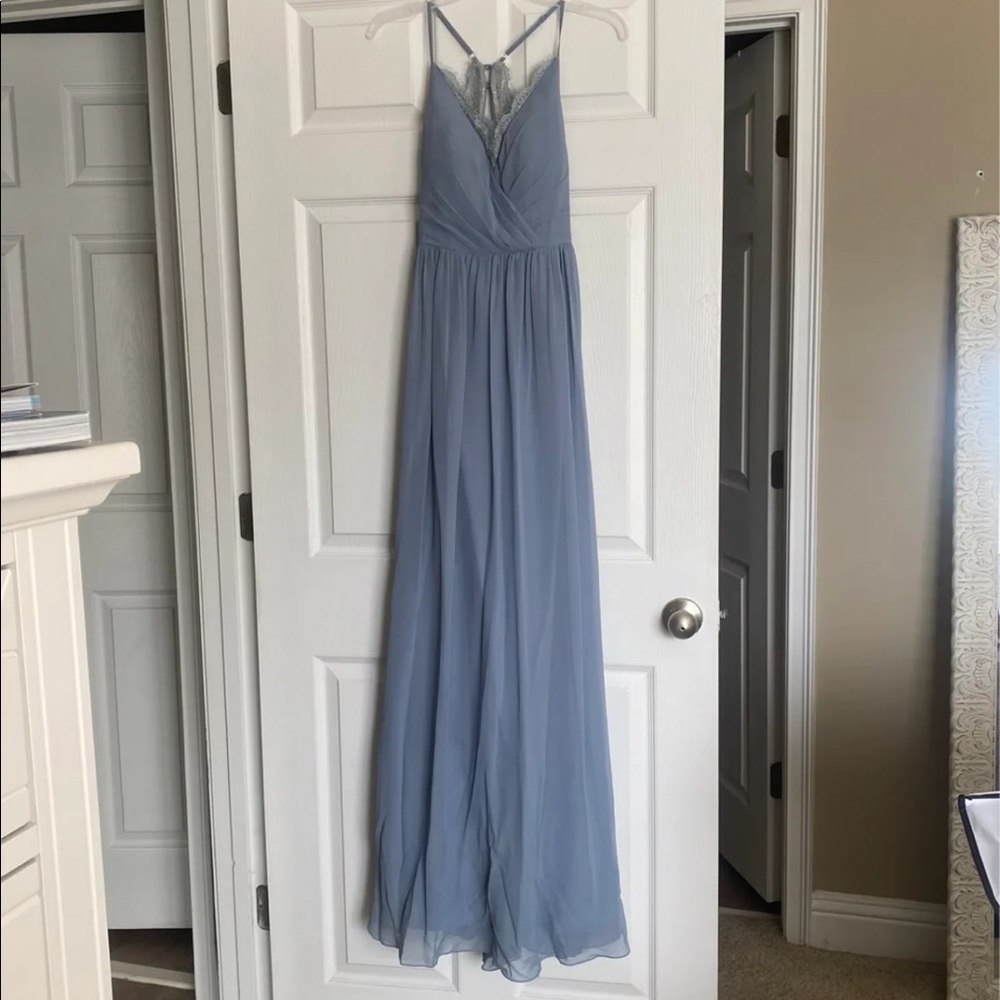 Azazie Dusty Blue Bridesmaid Dress Size 6